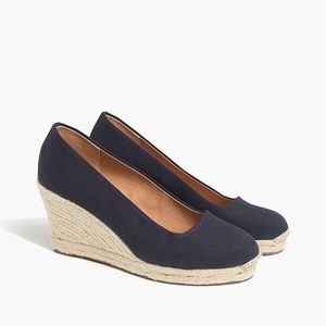 New J.CREW Size 8.5 Canvas Espadrille Wedges in Navy